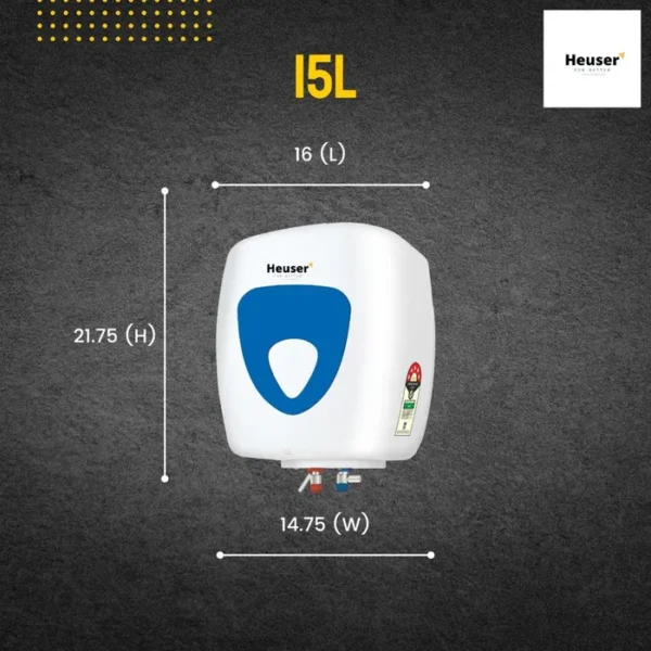 Heuser 5 Star Rated Bee, Bis, Iso And Ce Approved 15l Lava Electric Storage Water Heater (white And Blue)